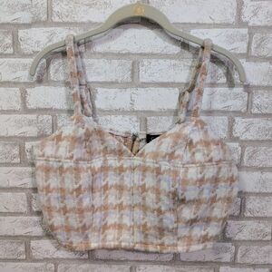 NWT GiGio Houndstooth Fur Crop Top Size M Made In USA